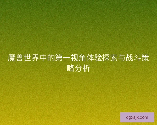 魔兽世界中的第一视角体验探索与战斗策略分析